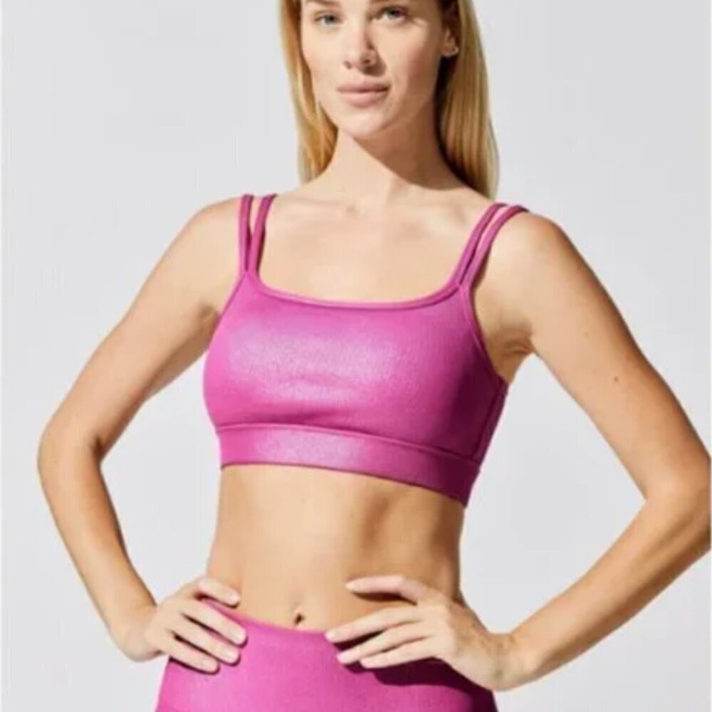 Carbon38 Iridescent Magenta Ribbed Workout and Athleisure Matching Set​​​